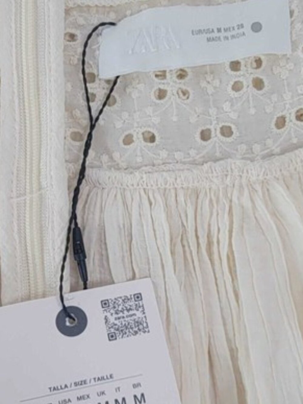ZARA ZW Collection Ecru Strappy Lace Midi Dress Sz M Bloggers Fave 6895/249 NWT - Picture 13 of 16